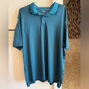 Men’s size 4XLT teal and navy blue striped Reebok golf polo